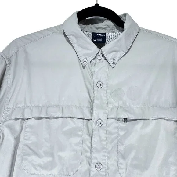 White Sierra Outdoor Shirt Beige Medium Fishing Hiking Vented Rolled Sleeves - Picture 2 of 16